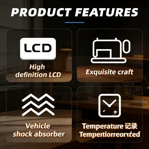 Riloer car thermometer with LCD display; features high-def LCD, exquisite craft, vehicle shock icon, temp records