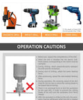 Operation precautions diagram for Six Piece Carbide Pro Grade Hole Cutter Set For Wood Metal And Plastic Seven Eighths To Two Inches Diameter