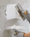 Using Three Piece Venetian Plaster Trowel Set With Stainless Steel Finishing Trowels And Wooden Handles, 1 mm thick on cement wall