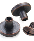 30 Set Antique Copper Chicago Screws And Leather Rivets Metal Studs For Shoes Belts Bags Purses With Heavy Duty Zinc Alloy Fasteners And Pro Install Tools For Sick Custom Gear Upgrades showing detailed close-up of antique copper screw components.