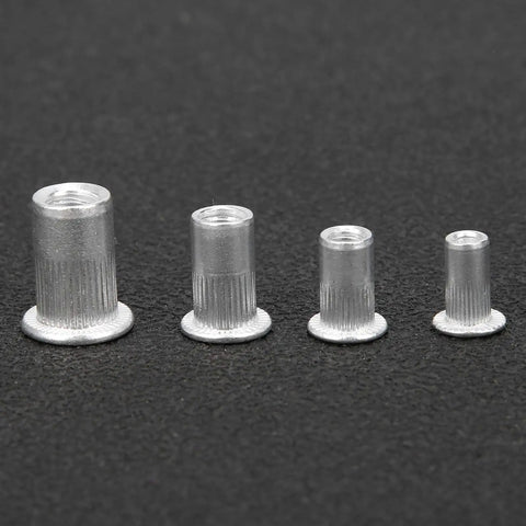 Genuine Aluminum Rivet Nut Kit Featuring 200 Piece Assorted M3 And M6 Threaded Blind Fasteners To Nail Down Diy Automotive And Sheet Metal Fabrication Tasks Without The Hassle. Assorted aluminum rivet nuts in various sizes.