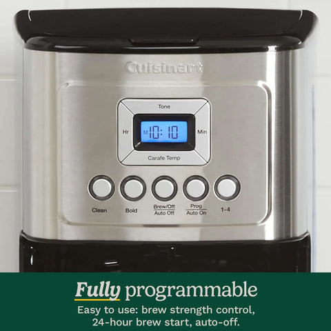Plug-And-Play Programmable 14-Cup Coffee Maker With Temperature Control And Glass Carafe, Brew Strength Settings, stainless steel body