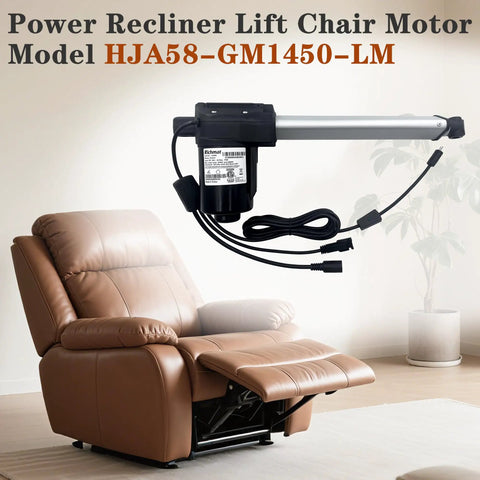 Rugged Electric Lift Chair Actuator Motor Replacement Compatible With Hja58 Gm1450Lm for recliners, close-up view of motor installed.
