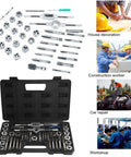 Awesome Mtlavishness 40Pcs Alloy Steel Tap Die Set With Wrenches And Thread Gauge For Heavy Duty Repair Bench Work And Craft Projects Stored Neatly In Organized Kit open case and tap die pieces
