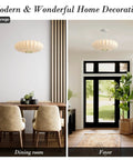 Upgrade Your Space with This Epic 20 Inch White Bubble Saucer Lantern Pendant Light Featuring Imitation Silk Shade and Sturdy Metal Frame for Modern Farmhouse Living Room Bedroom Decor Vibe Check Passed in dining room and foyer.