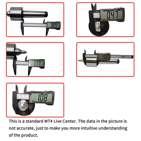 Medium Duty MT4 Live Center Long Nose 60 Degree Point With 0.000197 Inch Precision 4MT Morse Taper Lathe Tailstock Tool