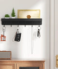 Dope Black Stainless Steel Key Holder With Shelf Wall Mount No Drill Self Adhesive Hooks Rack for Door or Wall with keys