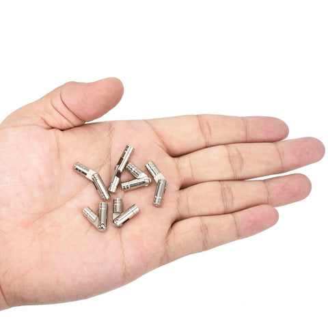 Hand holding Concealed Barrel Hinge Set For DIY Keepsake Boxes And Cabinets, 18Pcs, 25x5mm, Invisible Copper Barrel Hinges With Folding Support.