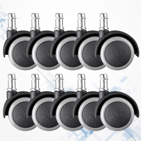 Grey Inch Wheels Universal 10pcs Caster for Office Chair Furniture, set of durable plastic wheels with grey color.