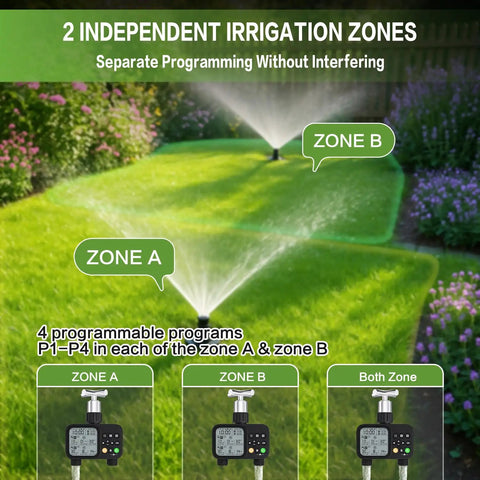 Two Outlet Sprinkler Timer With Rain Delay Manual And Automatic Watering System Digital Outdoor Irrigation Controller