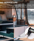 Heavy Duty Locking Drawer Slides Full Extension Runners With Lock in a van setup, open drawer showing thickness measurement