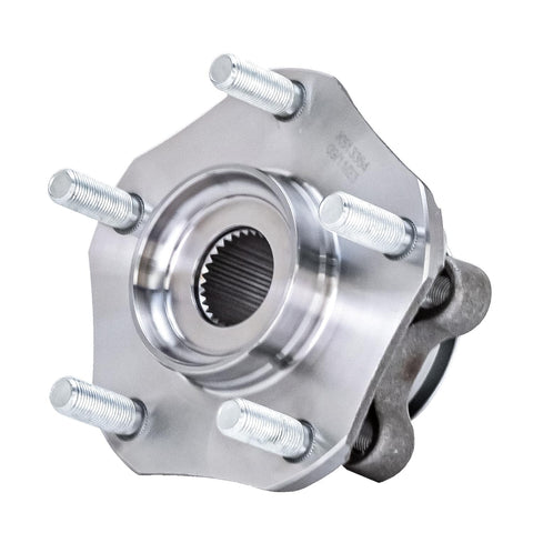 Close-up of a metal wheel hub from the Four Wheel Hub Bearing Assembly Set For 2013-2019 Nissan Sentra Front And Rear Hubs With 5 Lugs
