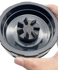 Close-up of 7 Fin Blade Extractor With Gasket Replacement for Auto iQ Blenders, showing 7-fin blade and gasket in black casing