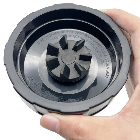 Close-up of 7 Fin Blade Extractor With Gasket Replacement for Auto iQ Blenders, showing 7-fin blade and gasket in black casing