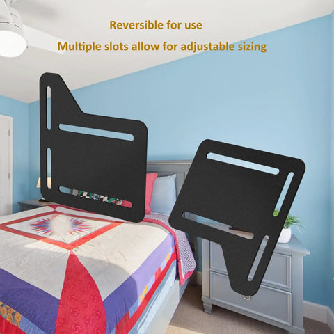 Heavy Duty Bed Frame Brackets For Headboard Adapter Connector Includes Two Rock Solid Steel Conversion Plates With Sleek Black Finish provides multiple adjustable slots for reversible use.