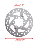 120mm 6-Bolt Disc Brake Rotor Replacement for Mountain Bikes and E-Bikes, showing 120mm OD and 45mm mounting hole.