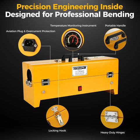 Heavy Duty Pvc Conduit Heater Box For Schedule 40 And 80 Pipe Bending Tool features temperature gauge and portable handle.