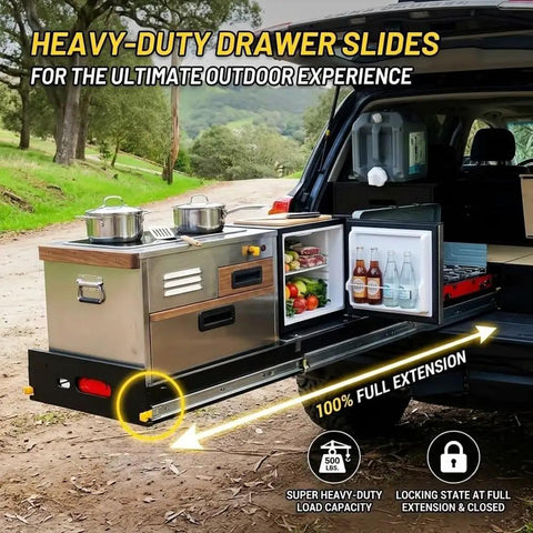 Off Road Ready 500 Lb Heavy Duty Locking Drawer Slides Full Extension With Lock In Lever For Vanlife 4x4 Campers And Tough Gear Hauling Secure Locking System For Bumpy Trails And Steep Inclines, full-extension truck drawer