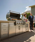 Outdoor Kitchen Drawers Stainless Steel Triple-Access Modular Cabinet For BBQ Island And Patio Grill Station beside gathering