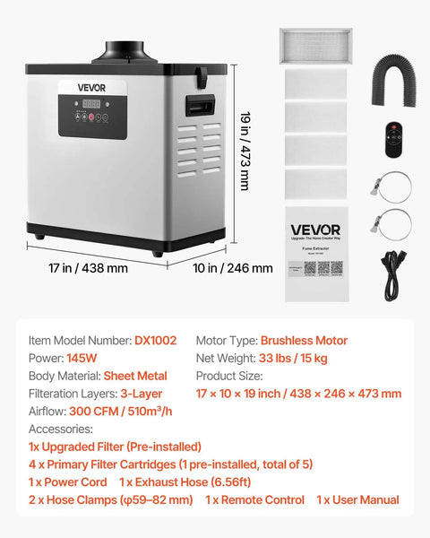 Beast Mode Solder Fume Extractor with 510 cubic meters per hour suction and four stage filtration components detailed