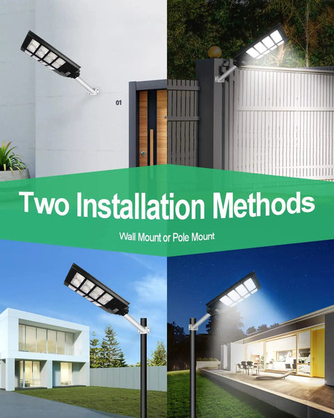 800W Solar Street Light Outdoor Waterproof Flood Light With Remote Control And Motion Sensor Dusk To Dawn for various installations