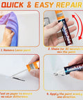 Step-by-step guide showing 2-In-1 Car Touch Up Paint Pen For Quick Scratch Repair And Seamless Color Fill usage