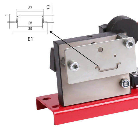 DIN Rail Cutter Tool With Guide And 50cm Length Stop for clean deburr free cuts on 35x7.5x1mm rails, close-up view