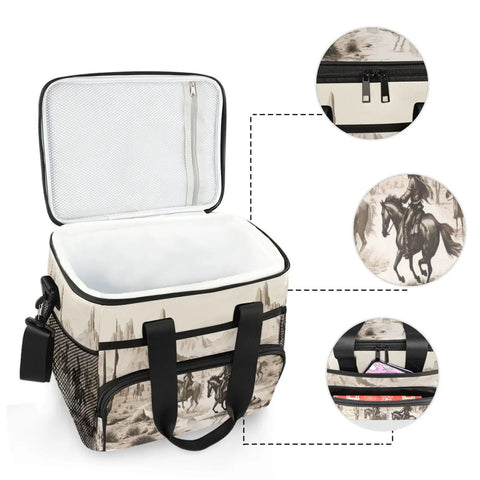 Insulated Lunch Cooler Bag With Shoulder Strap For Picnic Hiking Camping And Work Reusable Lunch Box 15L capacity design