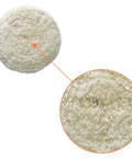 Close-up texture of 7 Inch Wool Buffing Pad Kit 2 Pack Pro Grade Dope Finish Natural Polishing Wool Pads For Rotary And Random Orbit Sander Polisher Buffing Equipment Low Lint For Cars Boats And Fiberglass