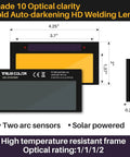 Gold Auto Darkening Welding Lens Replacement With HD True Color Technology For Pancake And Pipeliner Welding Hoods Shade 10.
