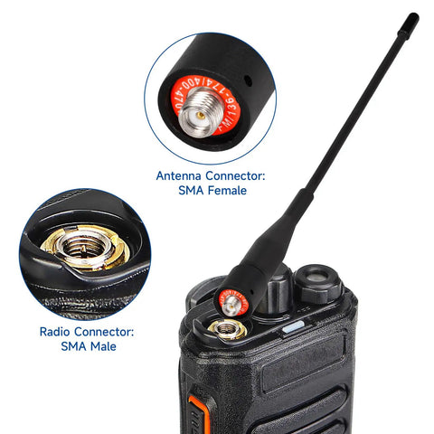 6 Inch Dual Band VHF UHF Antenna for Handheld Ham Radios, SMA Female Connector on radio, flexible 2 pack for Baofeng UV 5R