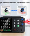 DC Bench Power Supply 0 to 30V 0 to 10A Pro Grade Regulated Lab Power Supply With Memory Presets Encoder Knob OCP Protection