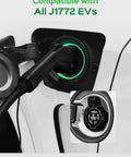 Fast Level 2 EV Charger 40 Amp 240V With NEMA 14-50 Plug charging J1772 EV port, close-up