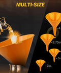 Shop Grade No Drip Coolant Funnel Kit With 19 Universal Radiator Burping And Bleeder Tools, showing multi-size orange funnels.