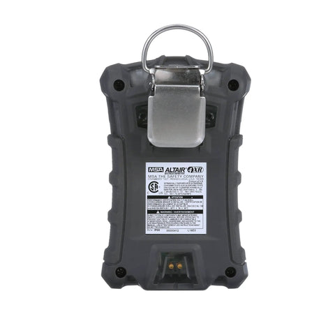 Back view of 4XR Multigas Detector Portable Handheld Gas Monitor With LEL O2 H2S CO Sensing, built tough charcoal finish, UL CSA approved.