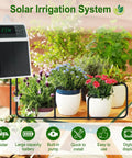 Solar Powered Automatic Drip Irrigation System Kit For 10 Potted Plants With DIY Auto Timing on a balcony with digital display