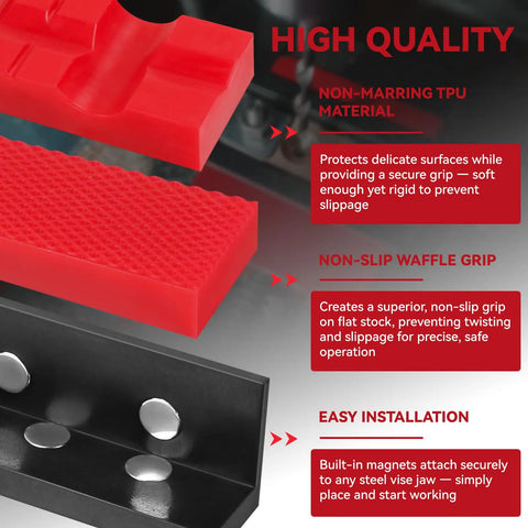 Top Shelf 4.5 Inch Magnetic Soft Jaws For Bench Vise Featuring Universal Non Slip Grip Pads Crafted For Mill Drill Press Clamps delivering non-marring TPU material.