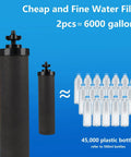 Silver Infused Water Filter Replacement For Berkey BB9-2 Black Carbon Block System and plastic bottles comparison