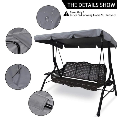 Heavy Duty Patio Swing Canopy Replacement For 3 Seat Outdoor Porch Swing Built Tough Waterproof Windproof Anti UV Shield