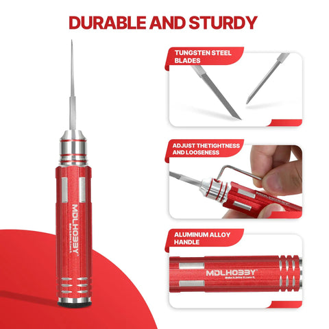 Top Shelf Scribe Tool Set Featuring Seven Durable Steel Blades Ranging From.1 To 2.0mm And A Slick Ergonomic Grip with aluminum alloy handle