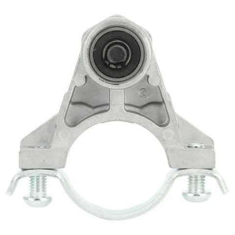 Pro Grade Angle Grinder Conversion Head Kit Engineered For Rapid Copper Motor Cooling And No Sweat Quick Release Functionality front view of a silver attachment with two mounting screws.