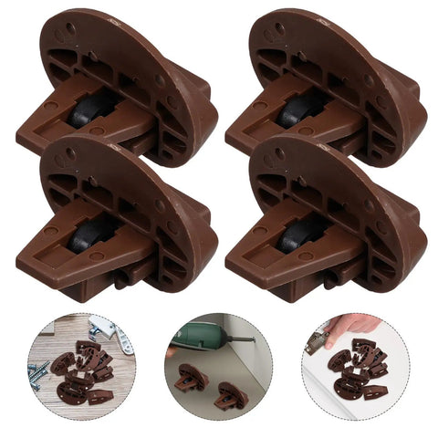 Replacement Drawer Slides Kit With Bottom Glides 4 Pack including brown plastic and metal glides for drawer repair