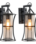 Outdoor Wall Light Fixtures Wall Mount Porch Light With E26 Base Socket IP65 Waterproof Clear Seed Glass Exterior Sconces Lantern Lamp For Porch Patio Garage 2 Pack