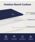 Cross-section view of Outdoor Bench Cushion 42 By 18 Inch Waterproof Patio Cushion with handle and ties, showing fabric layers.