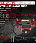 Whisper Quiet Hot Water Circulation Pump For Smooth Home Heating 230V 1 6Hp with flanged connection for easy installation.