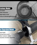 Comparison of previous vs upgraded center bearing support for 2015+ Dodge Charger Challenger Chrysler 300 RWD AWD drive shaft