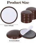 Twelve Pack Chair Sliders For Carpet And Hardwood Featuring Grip Tight Self Adhesive Backing To Glide Heavy Couches And Desks Across Tile Without A Hitch While Providing Top Shelf Floor Protection Pads, showing brown 5cm round slider pads.