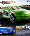 Cool Race Track Car Set For Kids 3 Plus With 5 Rotating Tracks And 2 Small Cars featuring green and blue toy cars on track