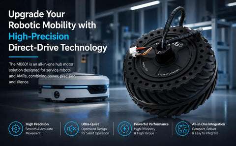 Plug And Play Compact Direct Drive Hub Motor For AGV With Integrated FOC Servo And 4096 Line Encoder 102mm Wheel RS485 Communication