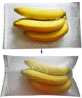 Self Sealing Bubble Out Bags 8x12 Inch For Moving, Shipping, And Storage with bananas inside, showing cushioning and sealing effect.